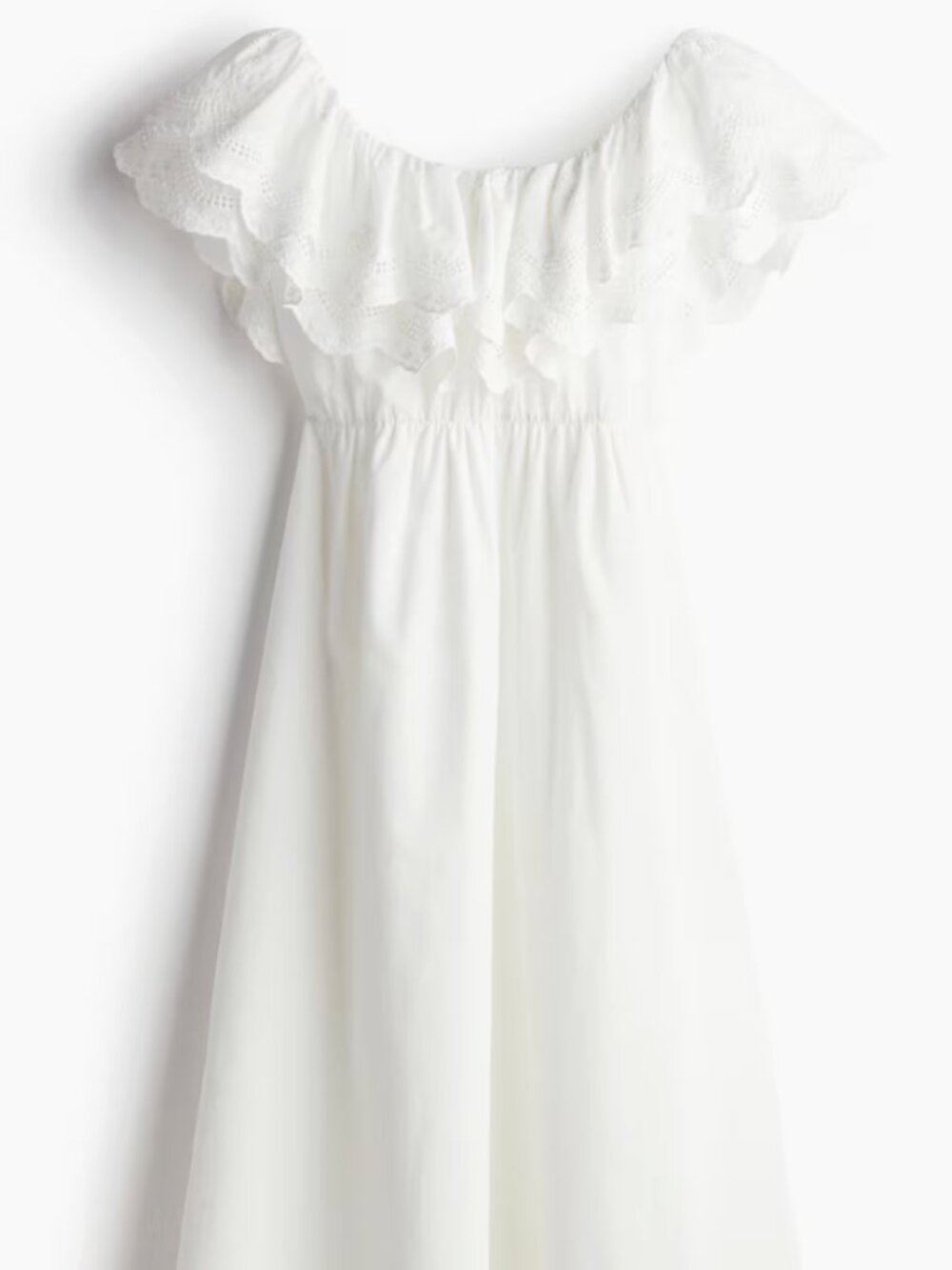 H&M Off-the-shoulder Cotton Dress White